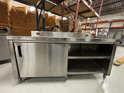 72" Stainless Steel Cabinet with Sliding Doors and Backsplash