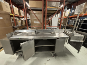 120" Stainless Steel Cabinet with Backsplash and Doors Double Undershelf