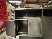 57" Stainless Steel Cabinet with Backsplash and Doors 57" Stainless Steel Cabinet with Backsplash and Doors