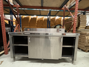 72" Stainless Steel Cabinet with Sliding Doors and Backsplash 72" Stainless Steel Cabinet with Sliding Doors and Backsplash