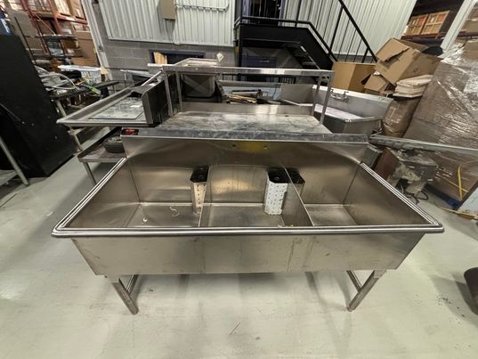 63" Stainless Steel three Compartment Commercial Sink with Faucet 63" Stainless Steel three Compartment Commercial Sink with Faucet