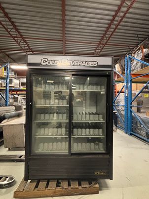 54" Two Section Glass Door Merchandiser, (2) Sliding Doors, White & Black, 115v 54" Two Section Glass Door Merchandiser, (2) Sliding Doors, White & Black, 115v