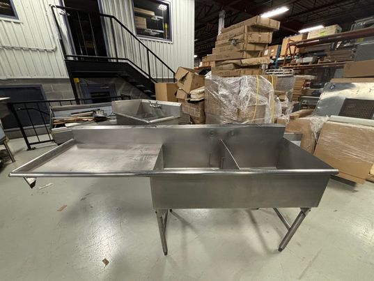 two compartment sink with drain board